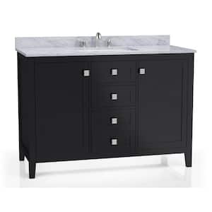 Coltrane 48 in. W x 22 in. D x 34.75 in. H Vanity in Espresso with Carrara Marble Vanity Top in White with White Basin