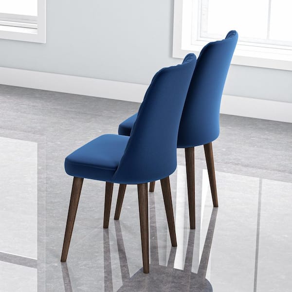 Ashcroft Furniture Co Ellen Mid-Century Modern Navy Blue Velvet Dining Chair  (Set of 2) DCHR-EVE-NVY - The Home Depot