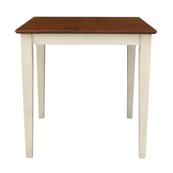 International Concepts Antiqued Almond and Espresso 30" Square Counter-height Table