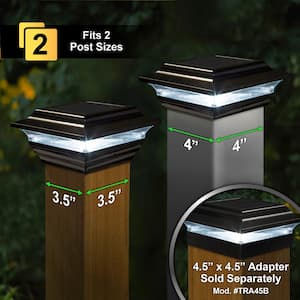 Imperial 4 in. x 4 in. Outdoor Black Cast Aluminum LED Solar Post Cap (2-Pack)