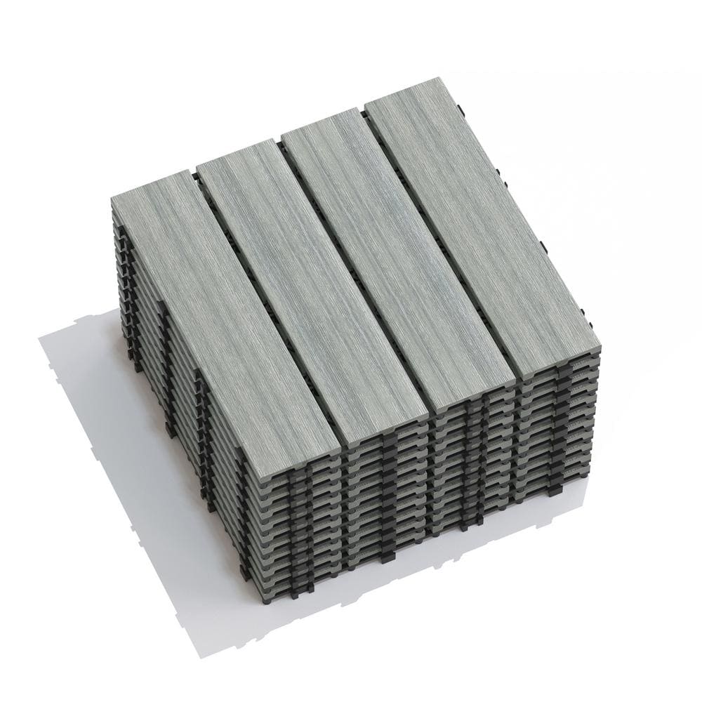 Light Gray DIY 1 ft. x 1 ft. All-Weather Outdoor Wood-Plastic Interlocking 