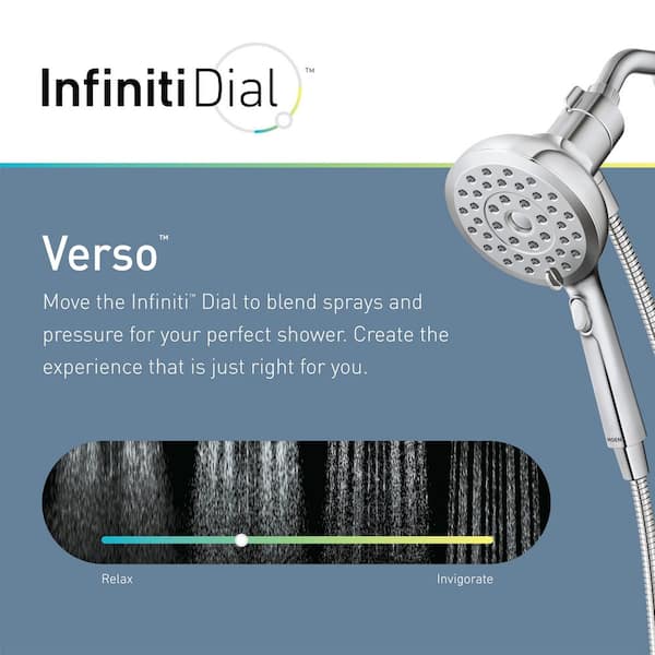 Verso with Magnetix 8-Spray Patterns Wall Mount Handheld Shower Head with Infiniti Dial 1.75 GPM 5 in. Matte Black