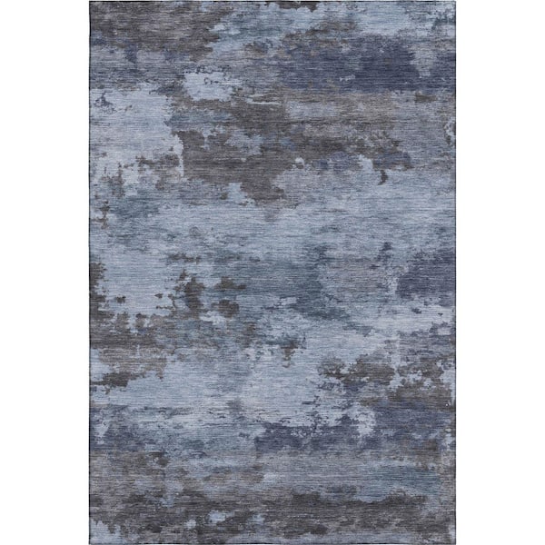 Mayfield Premium Machine Washable Abstract AMF2075 Blue 5 ft. x 7 ft. 6 in. Area Rug