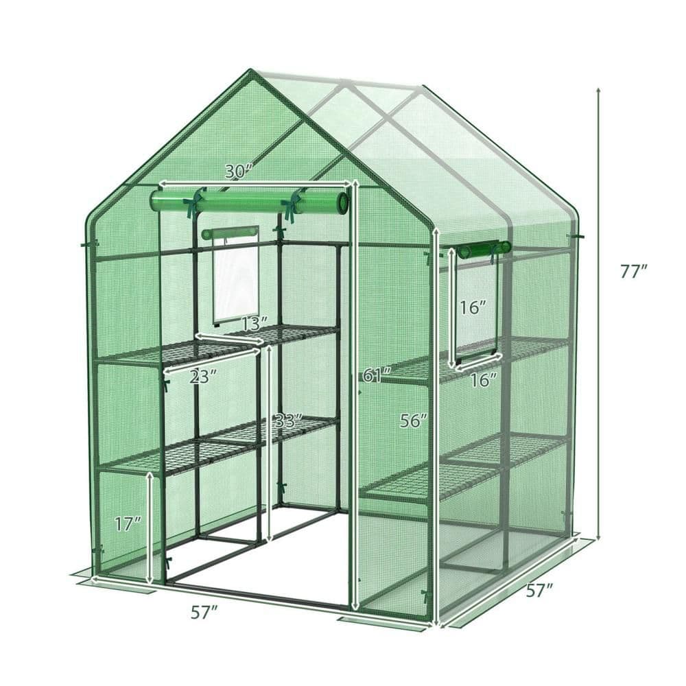 Gymax Walk-in Greenhouse 56 in. x 56 in. x 77 in. Gardening