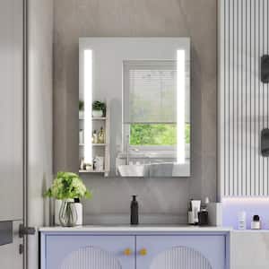 24 in. W x 30 in. H Rectangular Recessed Surface Mount Bathroom Medicine Cabinet with Mirror, Lights, Soft Close Door