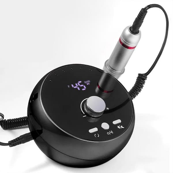 Tidoin 45000 RPM Black Electric Portable Nail Drill Machine Rechargeable Nail Drill Machine for Polishing Gel Nails Suitable
