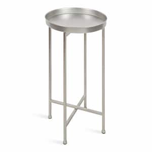 Celia 13.75 in. Silver Round Metal End Table