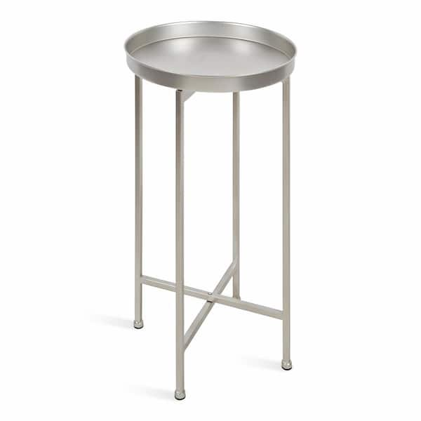 Kate and Laurel Celia 13.75 in. Silver Round Metal End Table