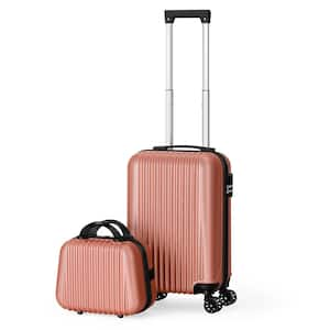 2-Piece Suitcase Carry On Luggage with Spinner Wheels, 14 in./20 in. Rosegold