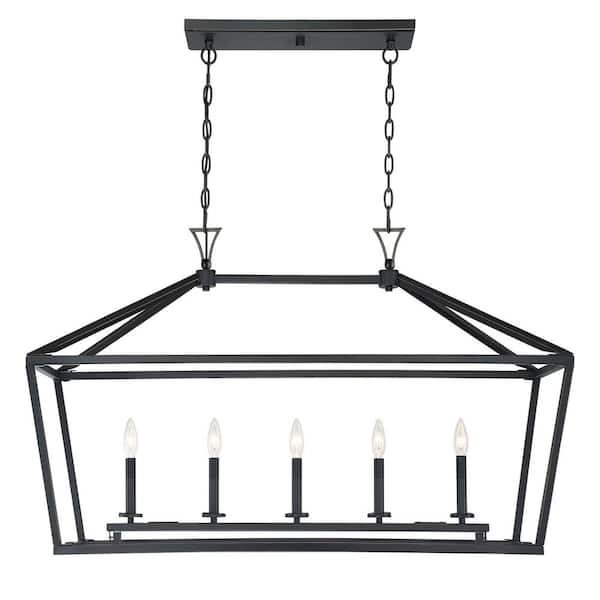 Savoy House Townsend 44 in. W x 23.5 in. H 5-Light Classic Bronze Linear Chandelier with Metal Cage Frame