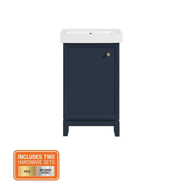 Norris 20 in. Single Sink Midnight Blue Bath Vanity with White Ceramic Top (Assembled)