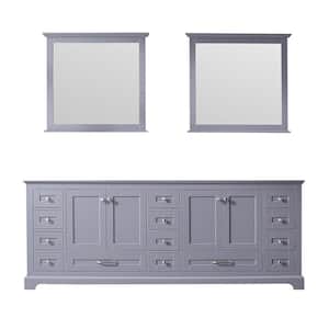 Dukes 84 in. W x 22 in. D Dark Grey Double Bath Vanity without Top and 34 in. Mirrors