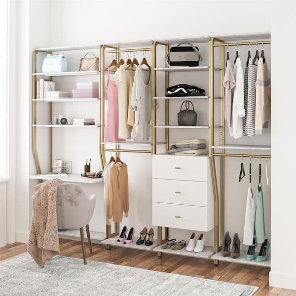 DHP Gwyneth Closet with Vanity in White and Gold