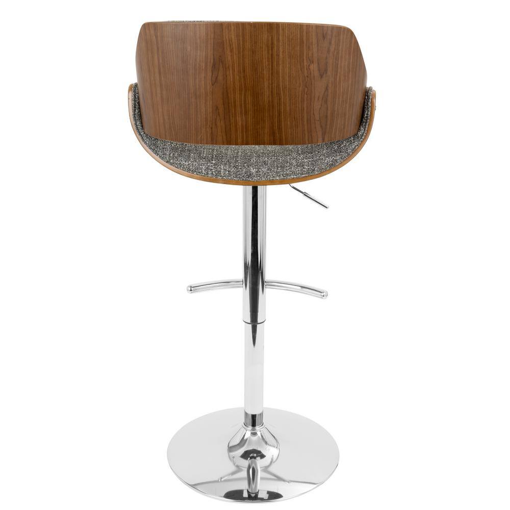 Gray Walnut Adjustable Swivel Barstool with Chrome Base