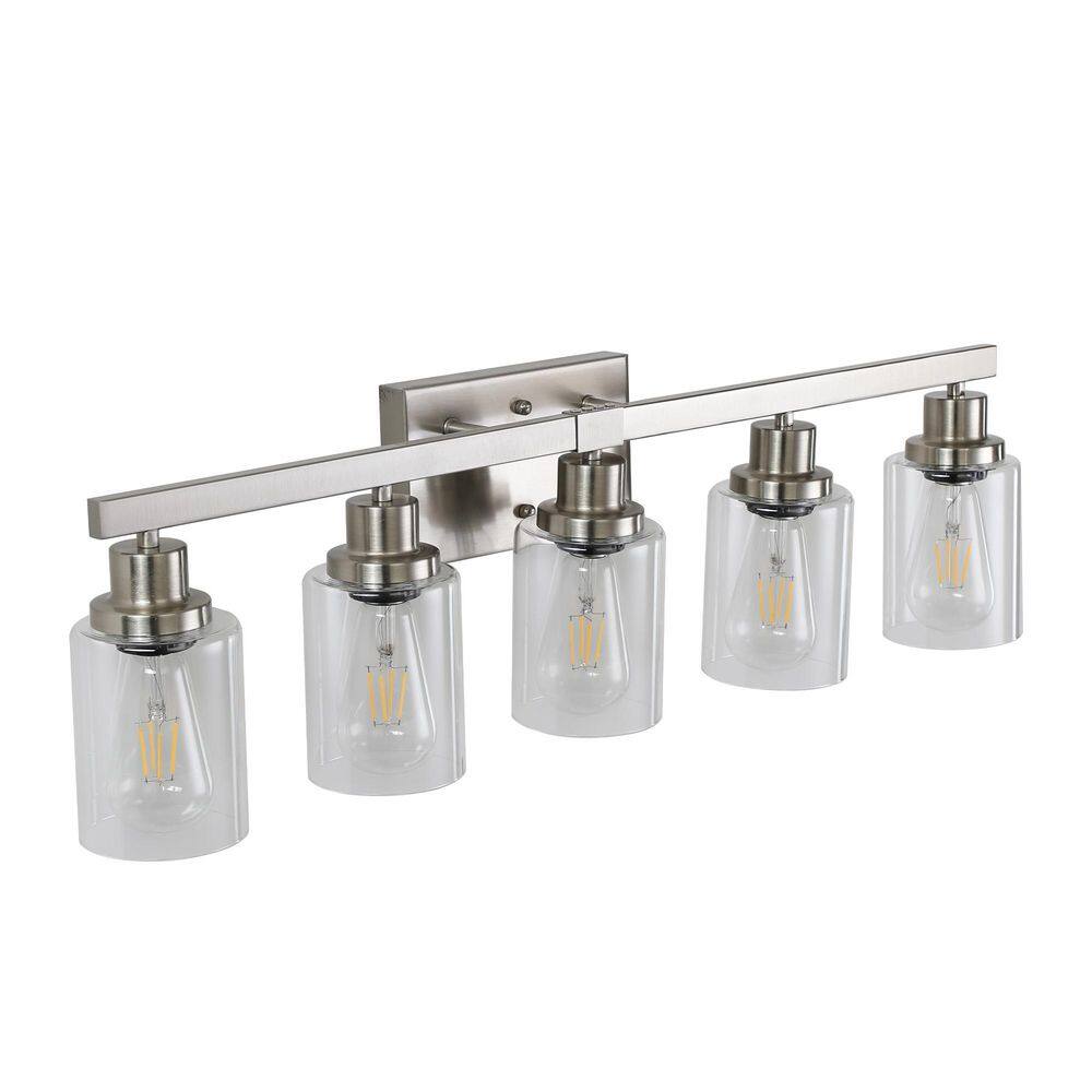 31.1 in. 5 Sand Nickel Vanity Light Fixture with Clear Glass Shades price history on PriceWatchPro
