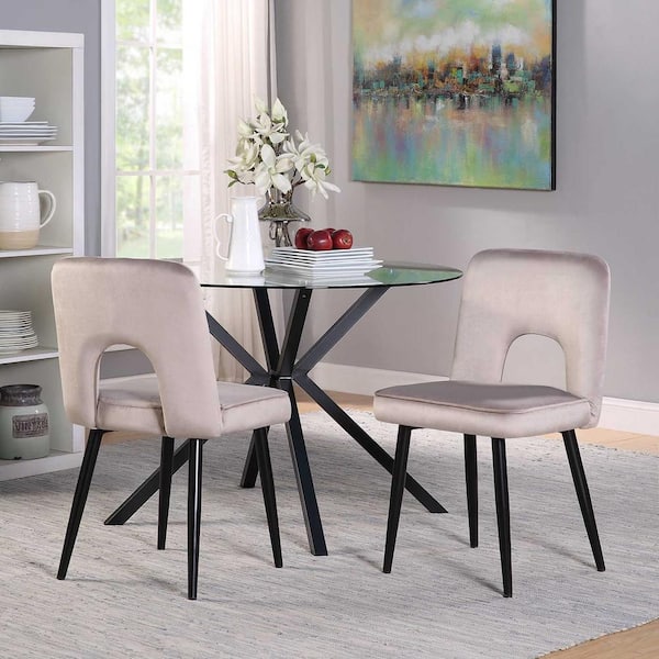 Black Metal Base Dining Table Seats, Round Glass Dining Table With Black Chairs