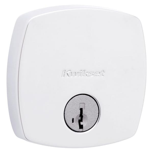 Kwikset Midtown Polished Chrome Single Cylinder Deadbolt with Soft Modern Rose Featuring SmartKey Security