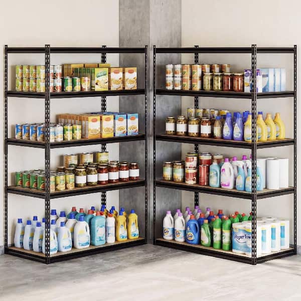 2-Pieces 72 in. H x 48 in. W x 24 in. D 5-Tier 96 in. Width Garage Shelving Unit 2200 lbs. Metal Shelves in Black