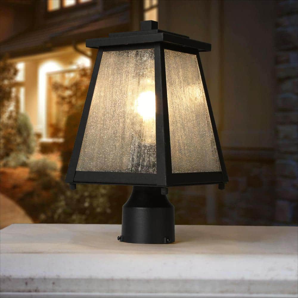 LNC Modern 13.4 in. 1-Light Black Geometric Outdoor Light
