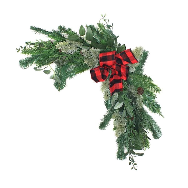 24 in. Artificial Christmas Swag with Mixed Pine and Bow