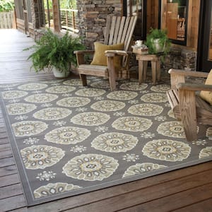 Skye Grey  Doormat 3 ft. x 5 ft. Indoor/Outdoor Patio Area Rug