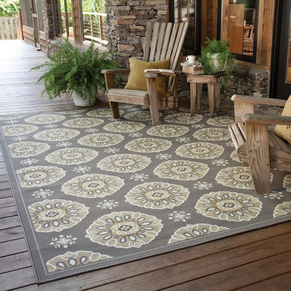 Skye Grey 9 ft. x 13 ft. Indoor/Outdoor Patio Area Rug