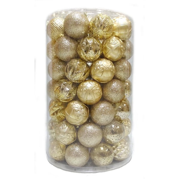 Home Accents Holiday Holiday Traditions 3 in. Ornament Tube in Gold (75-Count)