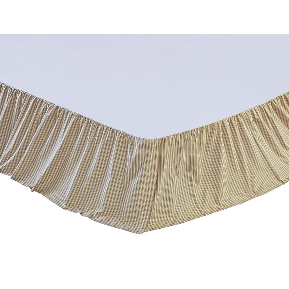 Prairie Winds Sage and Khaki Striped Cotton King Bed Skirt