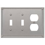 Imperial Bead 3 Gang 2-Toggle and 1-Duplex Metal Wall Plate - Brushed Nickel