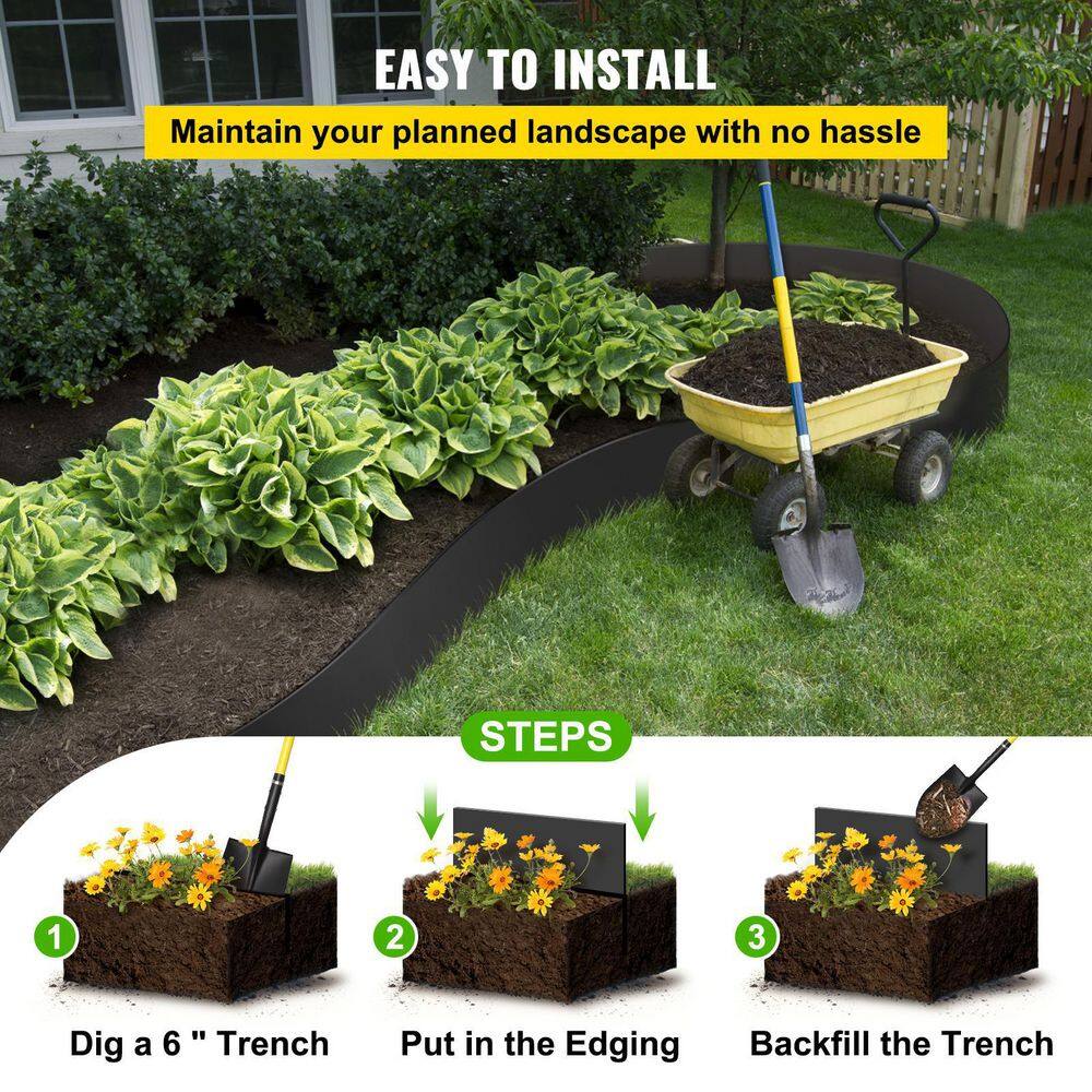 Black Vinyl 10" x 300 ft Landscape Edging Roll