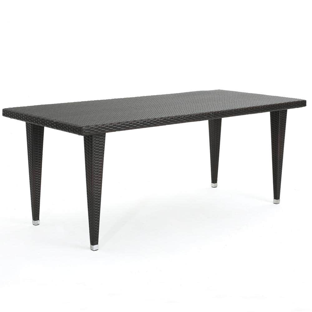 74 in. Gray Rectangular Iron Outdoor Dining Table Patio Wicker Table price history on PriceWatchPro