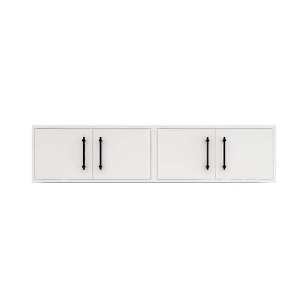 Victoria 59.25 in. W x 11.8 in. D x 13.78 in. H White Plywood Wall Overhead Floating Linen Cabinet in Gloss White
