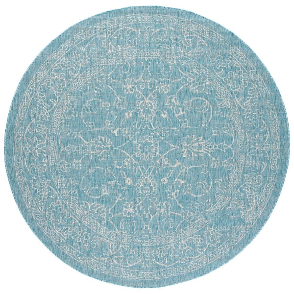 Safavieh Outdoor CY8680-37121 Courtyard Aqua / Grey Rug - 5' 3 x 7' 7