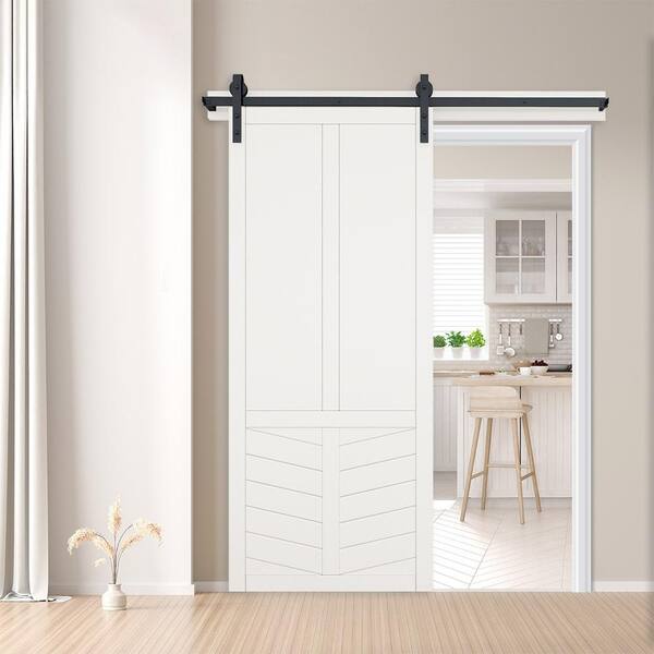 36 in. x 84 in. The Robinhood Bright White Wood Sliding Barn Door with Hardware Kit