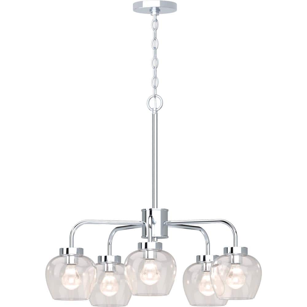Aria Polished Nickel 5-Light Chandelier with Clear Glass Shades