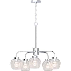 Aria 5-Light Polished Nickel Chandelier with Clear Glass Shade