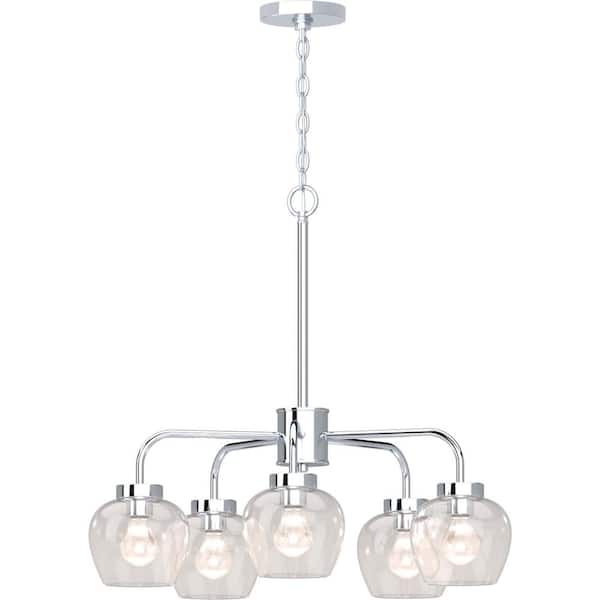 Volume Lighting Aria 5-Light Polished Nickel Chandelier with Clear Glass Shade