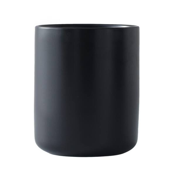 Black Ceramic Utensil Holder for Countertop with Matte Finish and Easy-Clean Surface