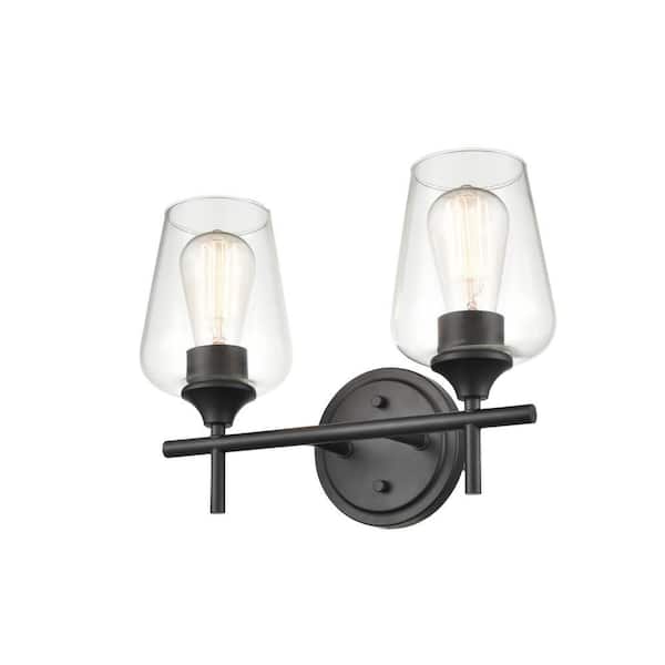 13.75 in. 2-Light Matte Black Vanity Light