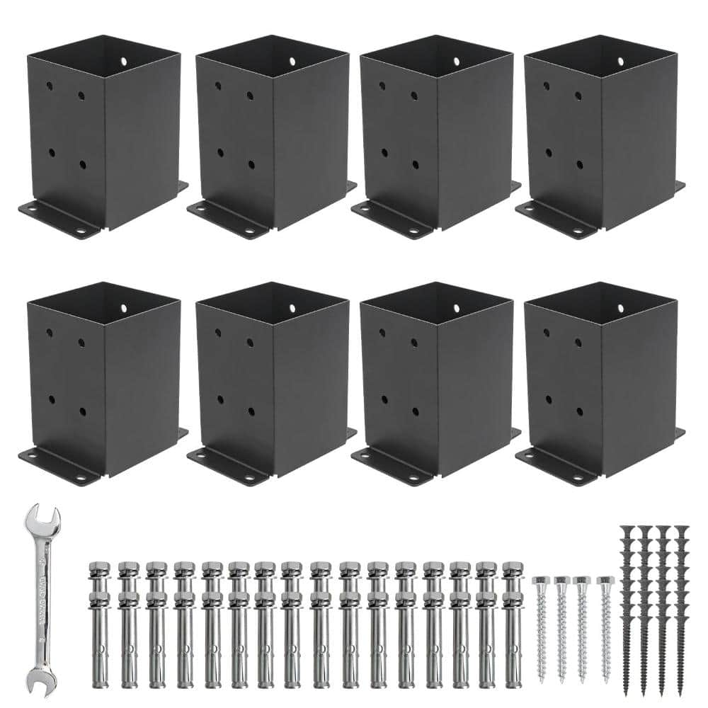 "8 Pcs Black Metal Pergola Brackets, Post Anchor, 4x4 Post Base (Inner Size 3.5""x3. 5"")" price history on PriceWatchPro