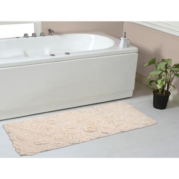 HOME WEAVERS INC Classy Bathmat Off-White Cotton 5-Piece Bath Rug