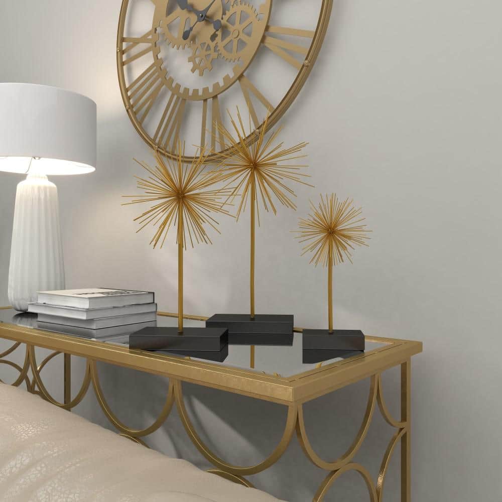 Gold Solid Starburst Metal Sculpture Trio, 11"/15"/20" Height