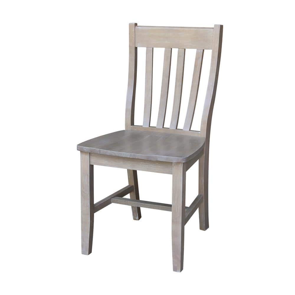 Washed Gray Taupe 36" Round Extension Dining Table with 4 Cafe Chairs