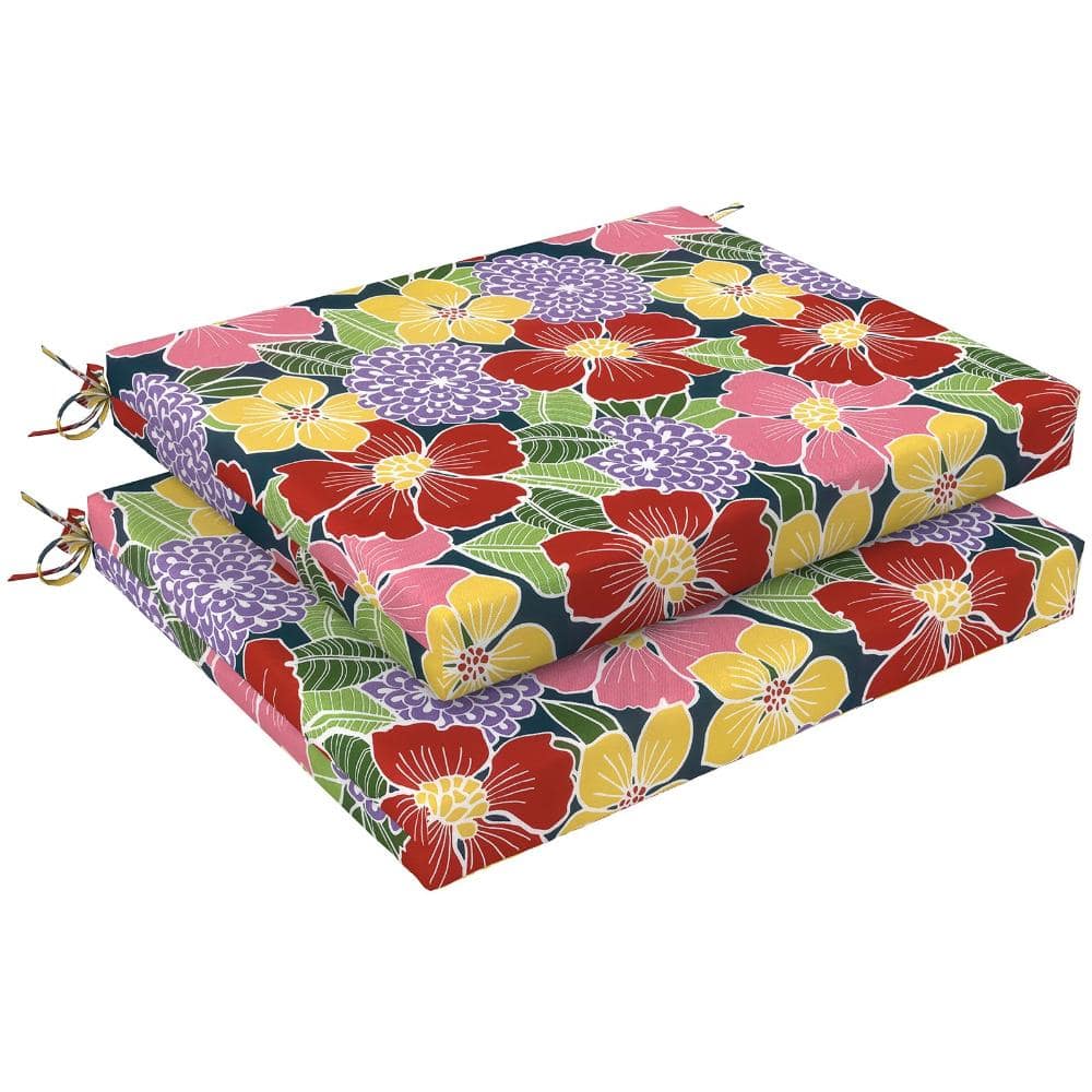 18.5 x 16 x 2 Outdoor Seat Cushions with Ties, Water Repellent Floral Chair Pads, Flower Bloom, Set of 2 price history on PriceWatchPro