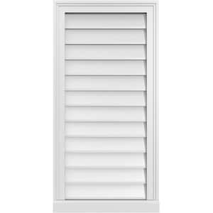 18 in. x 36 in. Vertical Surface Mount PVC Gable Vent: Decorative with Brickmould Sill Frame