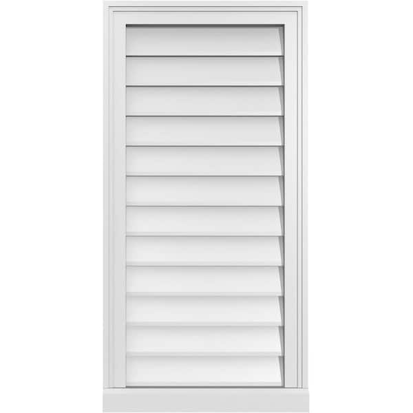 Ekena Millwork 18 in. x 36 in. Vertical Surface Mount PVC Gable Vent: Decorative with Brickmould Sill Frame