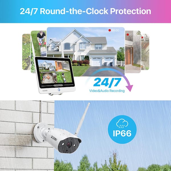 [8 canales expandibles] Sistema de cámaras de seguridad para el hogar 2K  3MP con monitor de 12 pulgadas y kits de vigilancia combinados NVR, sistema