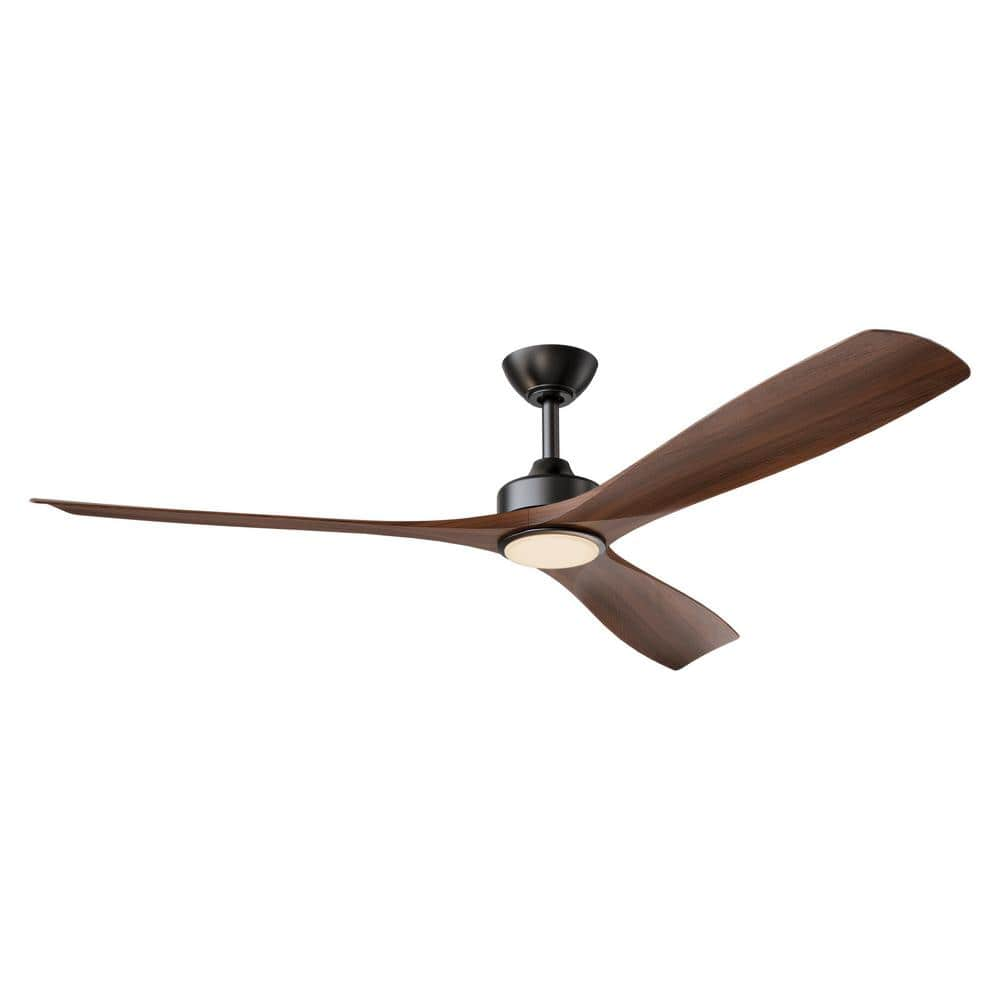 60 in. Indoor Color Changing Integrated LED Matte Black Ceiling Fan with Light and Remote Control -  Parrot Uncle, F8310110V