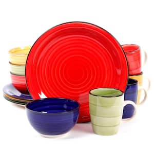 Color Vibes 12-Piece Rustic Assorted Stoneware Set (Service for 4)
