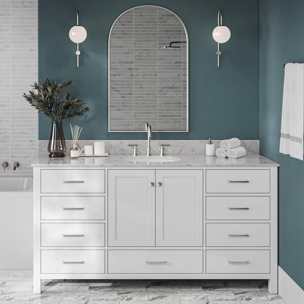 67 White Single Sink Bathroom Vanity & Makeup Table